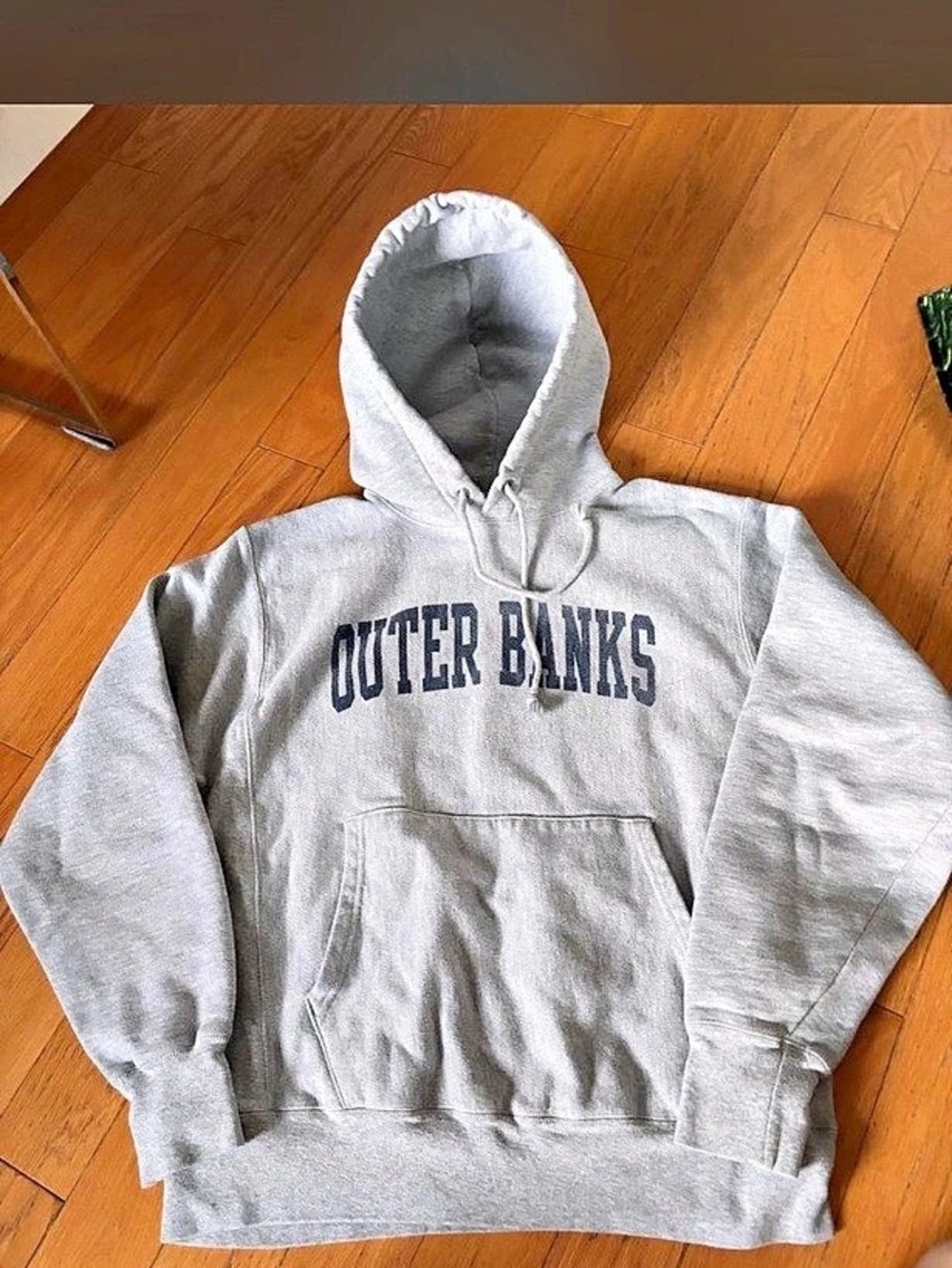 Vintage Champion Outer Banks Reverse Weave Hoodie Gray Medium